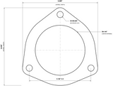 3-Bolt Flat Flange - 4.00" - Mild Steel - Ford/Dodge DPF – dimension drawing