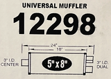 MagnaFlow 12298 - 3" Center/Dual Universal Muffler